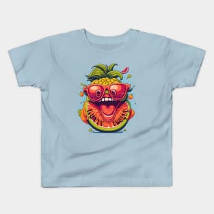 Tropical Bliss: The Nutty Fruity Fusion with a Big Smile Kids T-Shirt